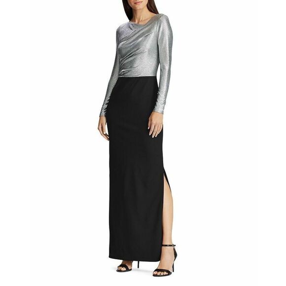 Lauren Ralph Lauren Dresses & Skirts - NEW! Ralph Lauren Women's 4 Metallic Layered-Look Long Sleeve Gown NWT $210